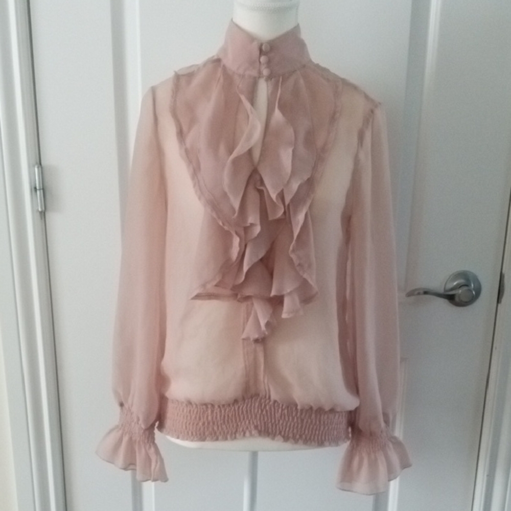 Chic Blush Ruffle Blouse